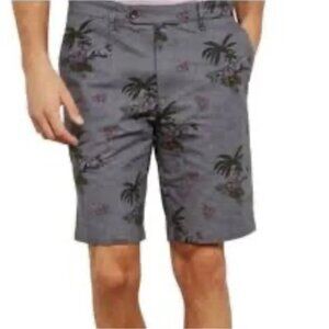 !! Ted Baker London Tropical Palm Tree Print Grey Shorts sz 32